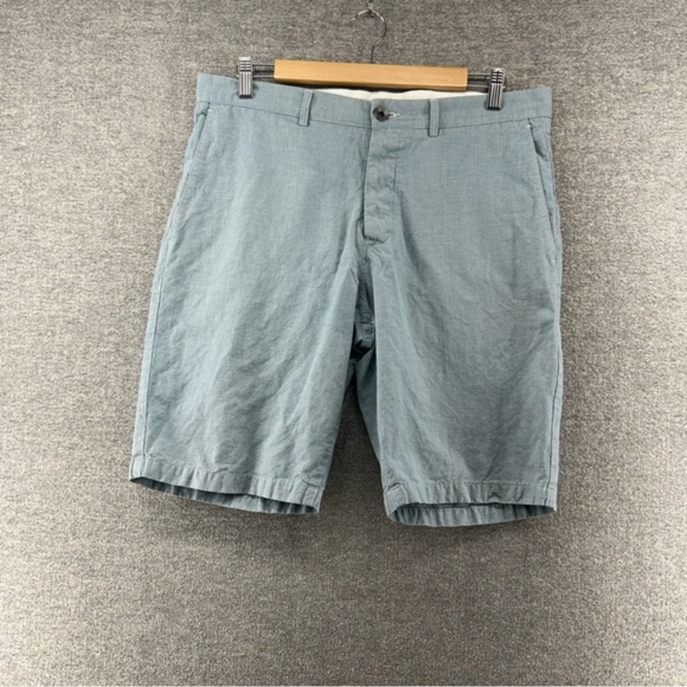 Theory Shorts Chino Men Size 33 Light Green Cotton Linen Blend Casual